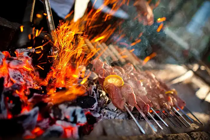 cooking on charcoal